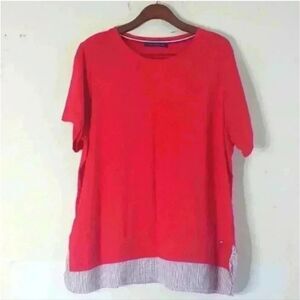Tommy Hilfiger Red and Gray Boxy Short Sleeve T-Shirt